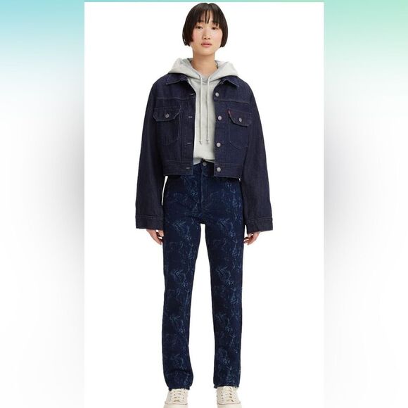 NWT Levi’s 70's Wellthread Blue Jeans High Waist Slim Straight Leg Size 28 - Picture 4 of 15